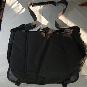 Messenger Bag Black Canvas Crossbody with shoulder strap and carrying handle